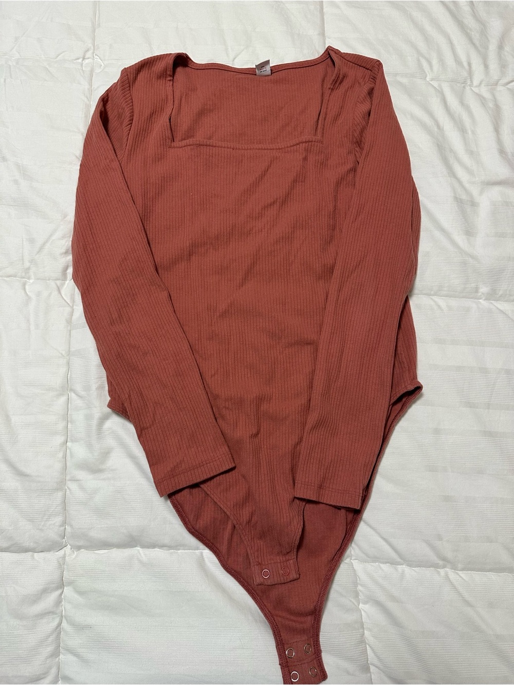 Old Navy Square Neck Ribbed Bodysuit - Rusty Terracotta